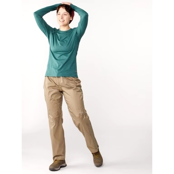 REI Co Op Rain Pant Womens Small Petite Falcon Brown Tan Trailmade Shell…